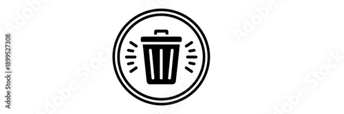 Junk removal service logo badge with trash bin - Ideal for waste management branding, cleaning services, or eco-friendly business icons.