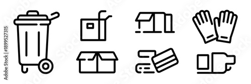 Professional hauling and recycling line icon collection – Ideal for waste service apps, business flyers, or organizational content.