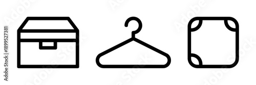 Simple home organizer item icons in flat design - Suitable for retail signage, educational infographics, or housekeeping services.