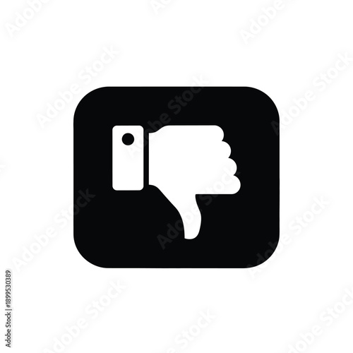 A black square icon with a white thumb down symbol