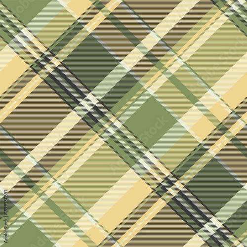 Calm plaid fabric vector, customize pattern texture seamless. Crossed tartan check background textile in amber and lime colors.