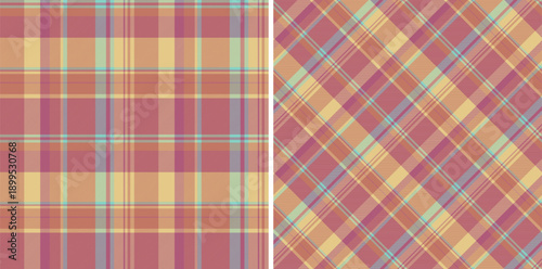 Check seamless texture of textile plaid background with a pattern fabric vector tartan. Set in vintage colors. October fashion trends.
