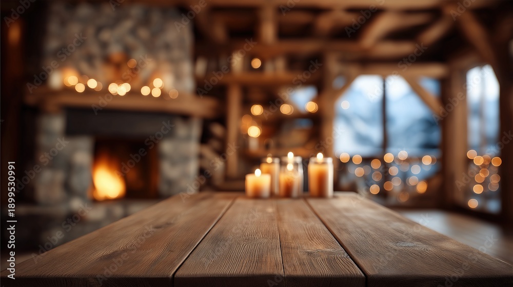 Fototapeta premium Cozy Cabin with Candles and Warm Lighting