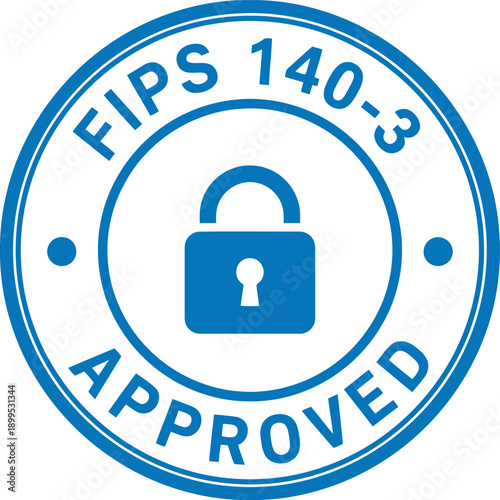 FIPS 140-3 Approved Security Badge Icon for Data Encryption Compliance and Cybersecurity Certification