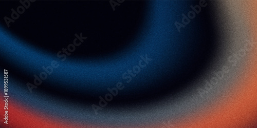 Dark blue orange red grainy texture background abstract vibrant color wave shape black backdrop noisy wide banner header design