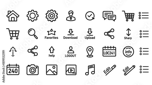Computer software interface icons design.