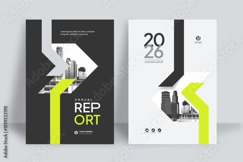 Business Report Cover Template – Yellow Geometric Layout (A4)