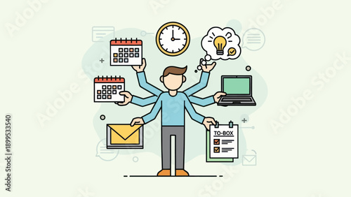 Foto Multitasking Person Juggling Tasks and Time Management.