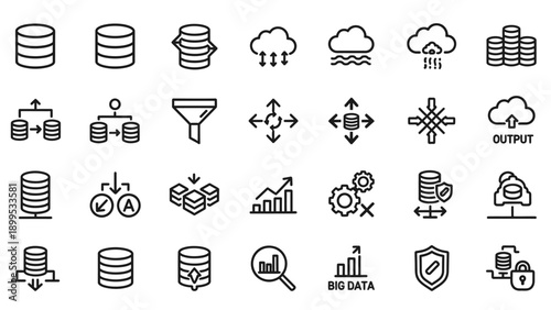 Data Storage and Management Icons.