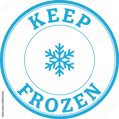 Keep Frozen Label Icon with Blue Snowflake Symbol for Food Packaging and Cold Storage Safety