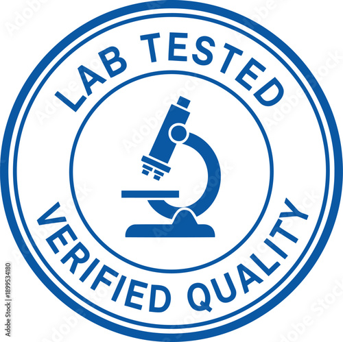 Lab Tested Verified Quality Badge with Microscope Icon for Scientific Certification and Product Assurance
