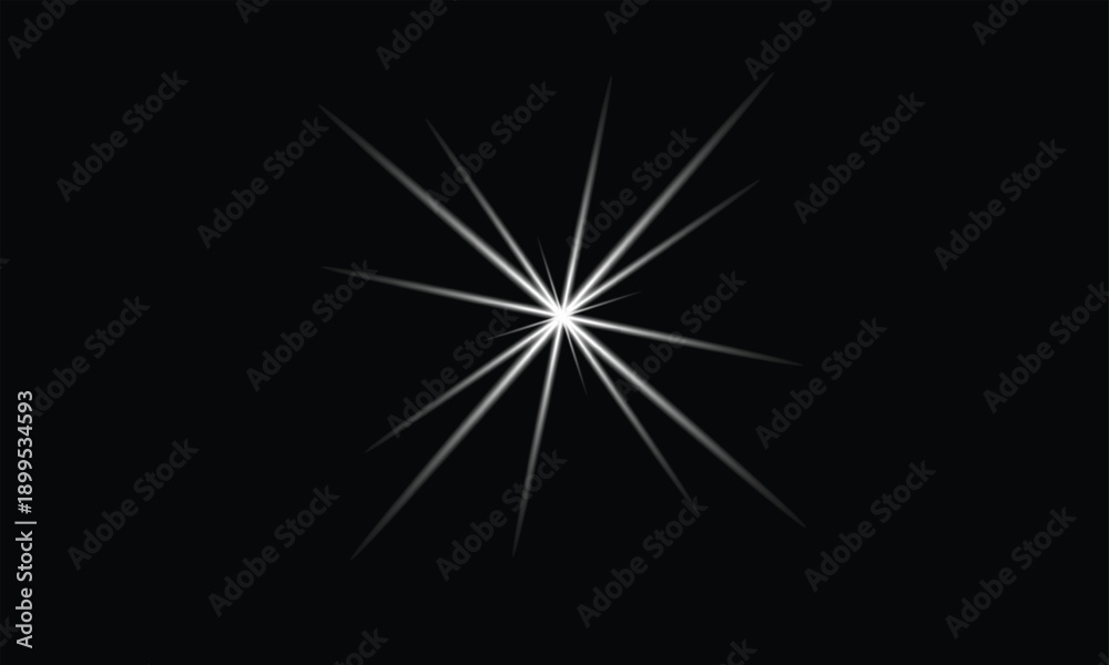 Obraz premium Bright White Starburst Light with Sharp Radiant Rays on Black Background