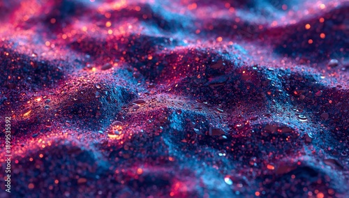 Flow of Bright Water and Air Bubbles Mixing in Blue and Orange