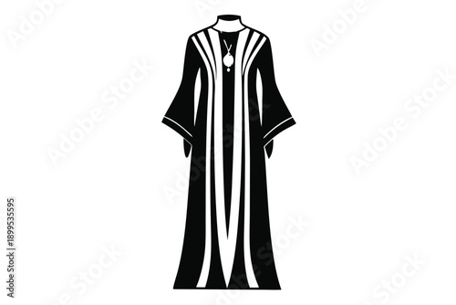 kaftan maxi dress silhouette line art vector illustration