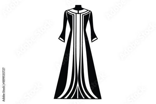 kaftan maxi dress silhouette line art vector illustration