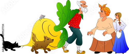 Fairy tales about the turnip. All characters in the tale.