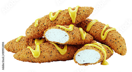 Crispy Chicken Tenders with Mustard Drizzle