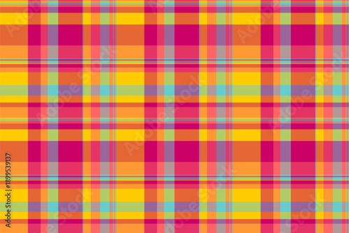 Wine check background fabric, page tartan textile pattern. Manufacture vector plaid seamless texture in red and orange colors.