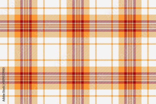 Collection textile check fabric, stitched vector pattern plaid. Backdrop tartan background texture seamless in white and deep saffron colors.