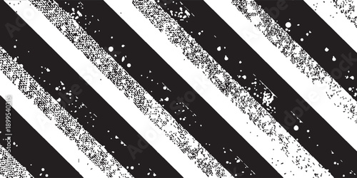 Abstract Grunge Diagonal Stripes Pattern in Black and White.