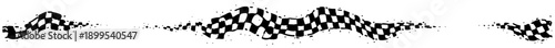 Grunge waving checkered racing flag banner with ink texture