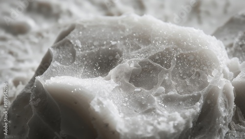 Artistic Display of a Black Bear Figurine and Textured White Object on a Dark...