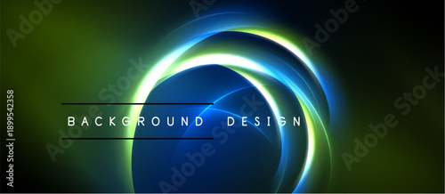 Abstract neon swirls, vibrant colors, dark background. Modern design element for digital projects, presentations. Smooth gradients create dynamic visual effect.