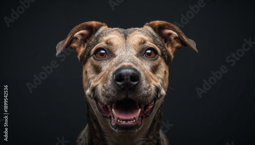 Dog Looking to the Side in Low Light Setting With Dark Background During a Ca...