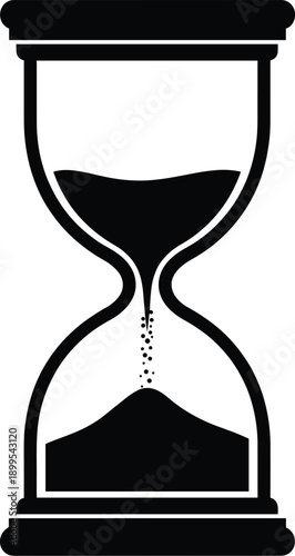 Hourglass Silhouette with Flowing Sand Depicting Passage of Time, Continuity, Patience, Mortality, Balance, Transition, and Inevitability