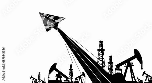 Paper airplane soars above oil derricks, symbolizing innovation in the energy industry.