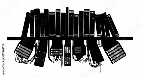 Arrangement of electronic components connected by wires on a shelf
