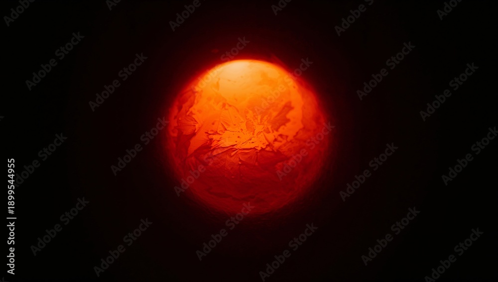Fototapeta premium View of a Glowing Red Ball in a Dark Environment During Nighttime