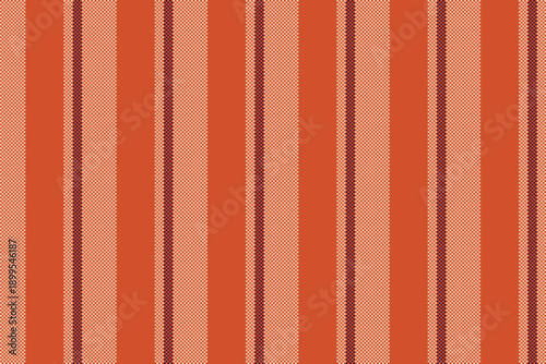 Lovely vector textile pattern, multicolor vertical seamless fabric. String stripe background lines texture in red and orange colors.