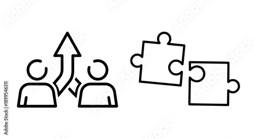 Teamwork, Growth, and Puzzle Piece Connection Icons for collaboration and synergy