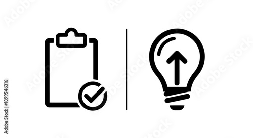 Checklist and Lightbulb Idea Icons, symbolizing task completion and innovation