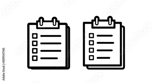 Clipboard Checklist Icons: Vector Outline Symbols for Task Management and To-Do Lists