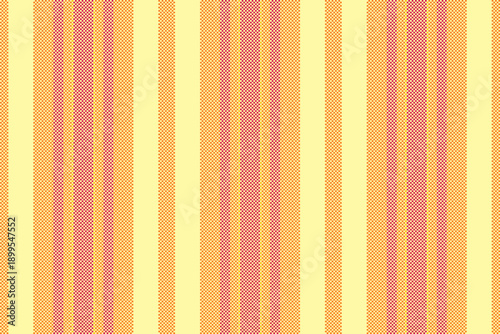 Votif seamless lines texture, customize vertical textile stripe. Mative pattern background vector fabric in yellow and orange colors.