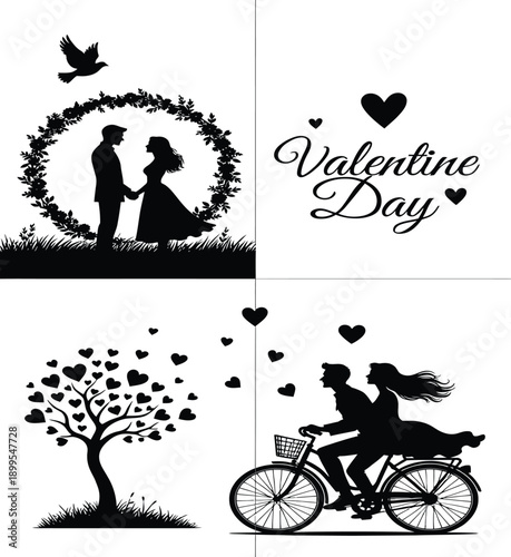 Wedding invitation card with bicycle