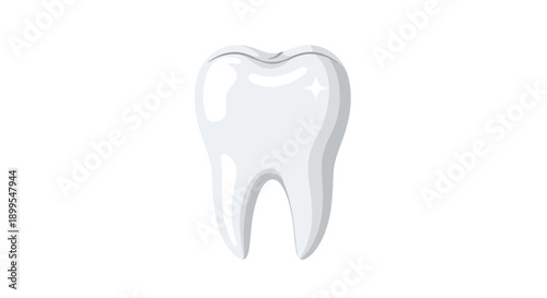 A single healthy tooth is displayed in a glossy illustration