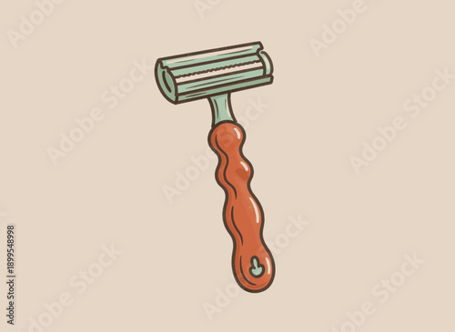 Vintage safety razor vector illustration. Hand drawn retro shaving tool for barber shop or grooming concept