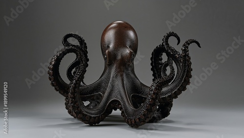Octopus on Display in a Gallery Featuring Marine Life Sculptures in a Modern ...