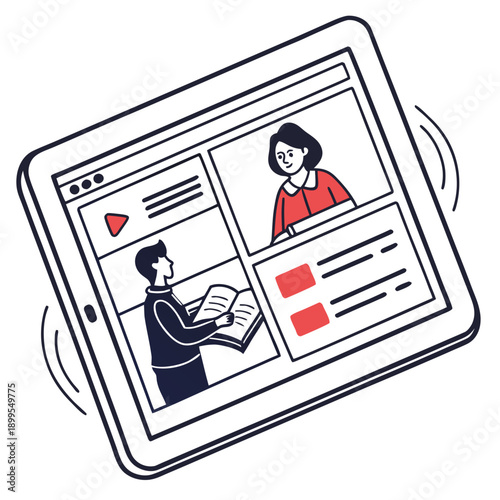 Person using a tablet to view a newspaper and digital magazine simultaneously