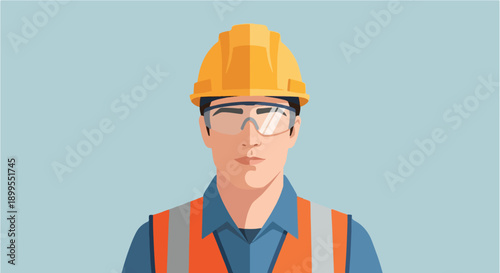 Construction worker portrait with safety gear