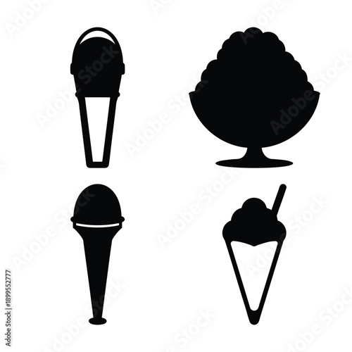 A delightful collection of frozen dessert silhouettes including ice cream cones and shaved ice