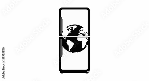 Global preservation concept symbolized by a refrigerator with the Earth inside.