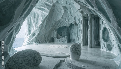 Quiet Cave Space With Minimal Furnishings and Mountain View in Winter Months
