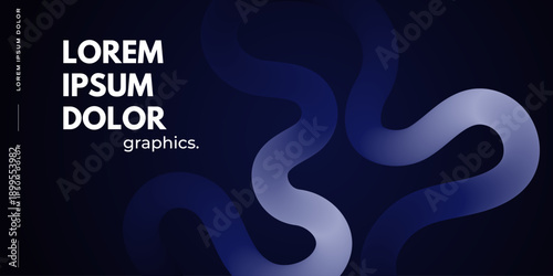 Glowing 3d blue squiggle on dark blue background.