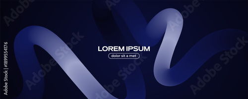 Glowing 3d blue curve on dark blue background.