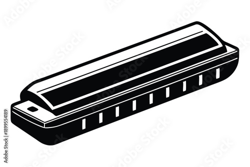 harmonica silhouette line art vector illustration