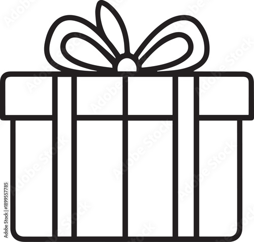 Easter Gift Box Outline Icon with Ribbon, Holiday Present Vector